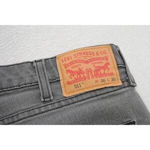 Levi's 511 Slim Straight Stretch Gray Rugged Denim Jeans Mens Size 38 x 30